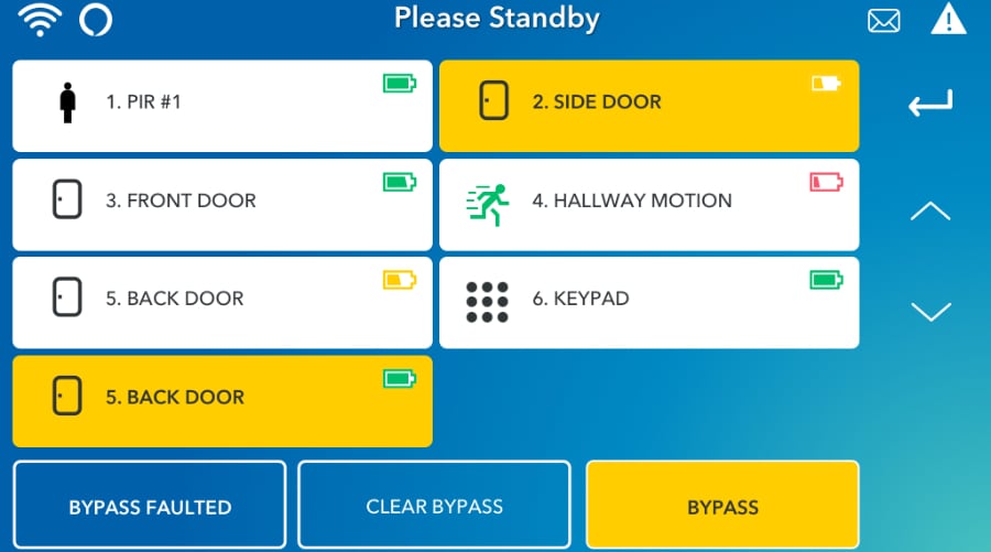 Trenton security system command screen.